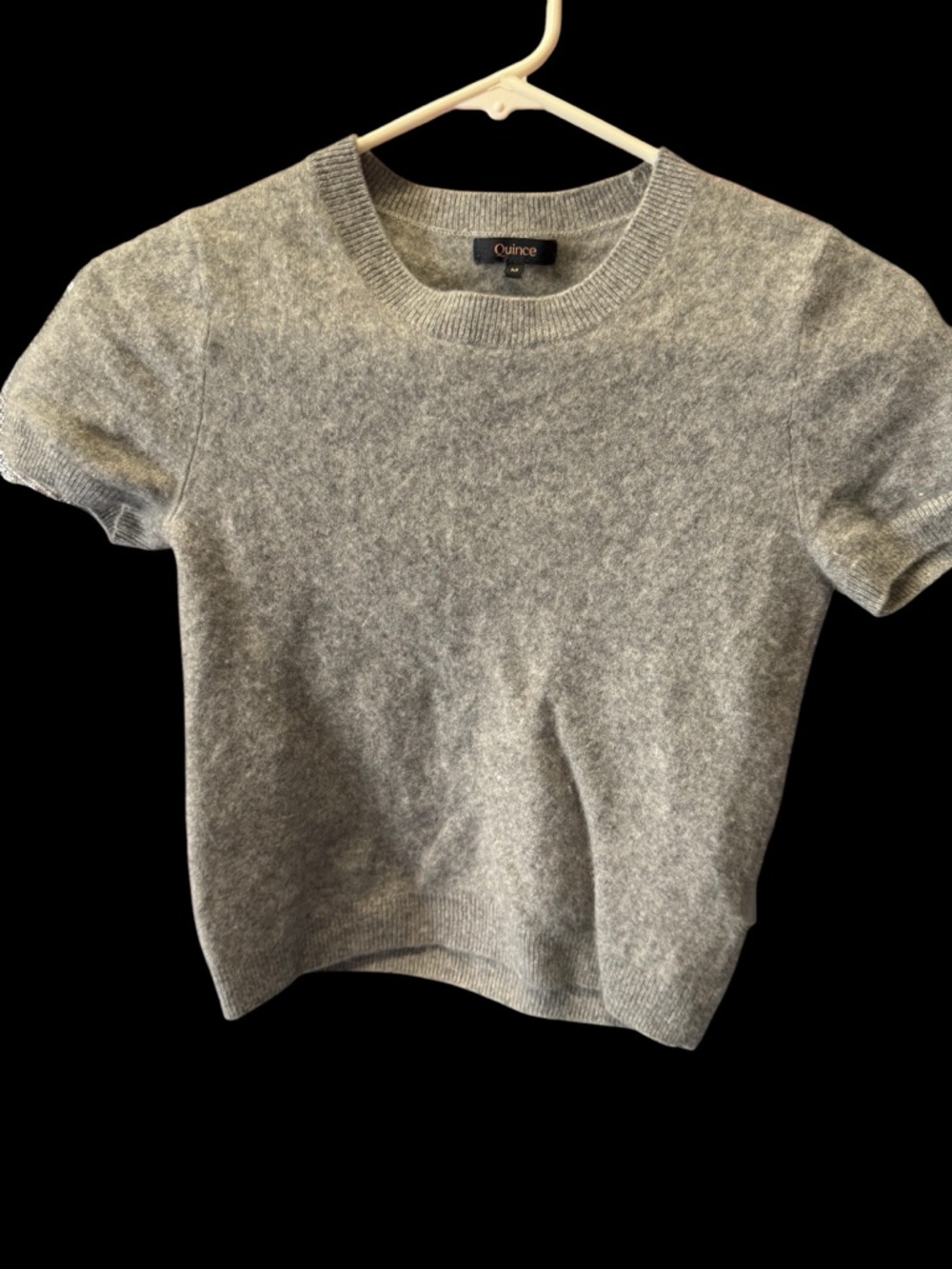 Quince Heather Gray Short Sleeve Crewneck Sweater